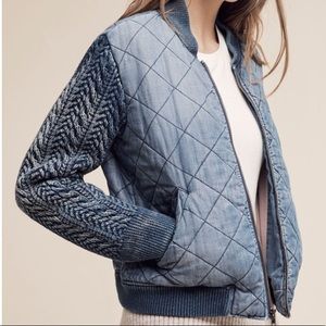Cloth & Stone Quilted Chambray Bomber Jacket